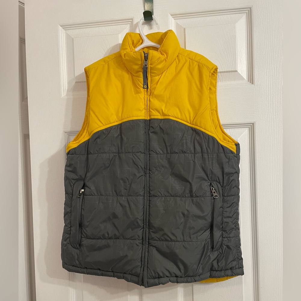 Old Navy Kids Yellow and Gray Puffer Vest